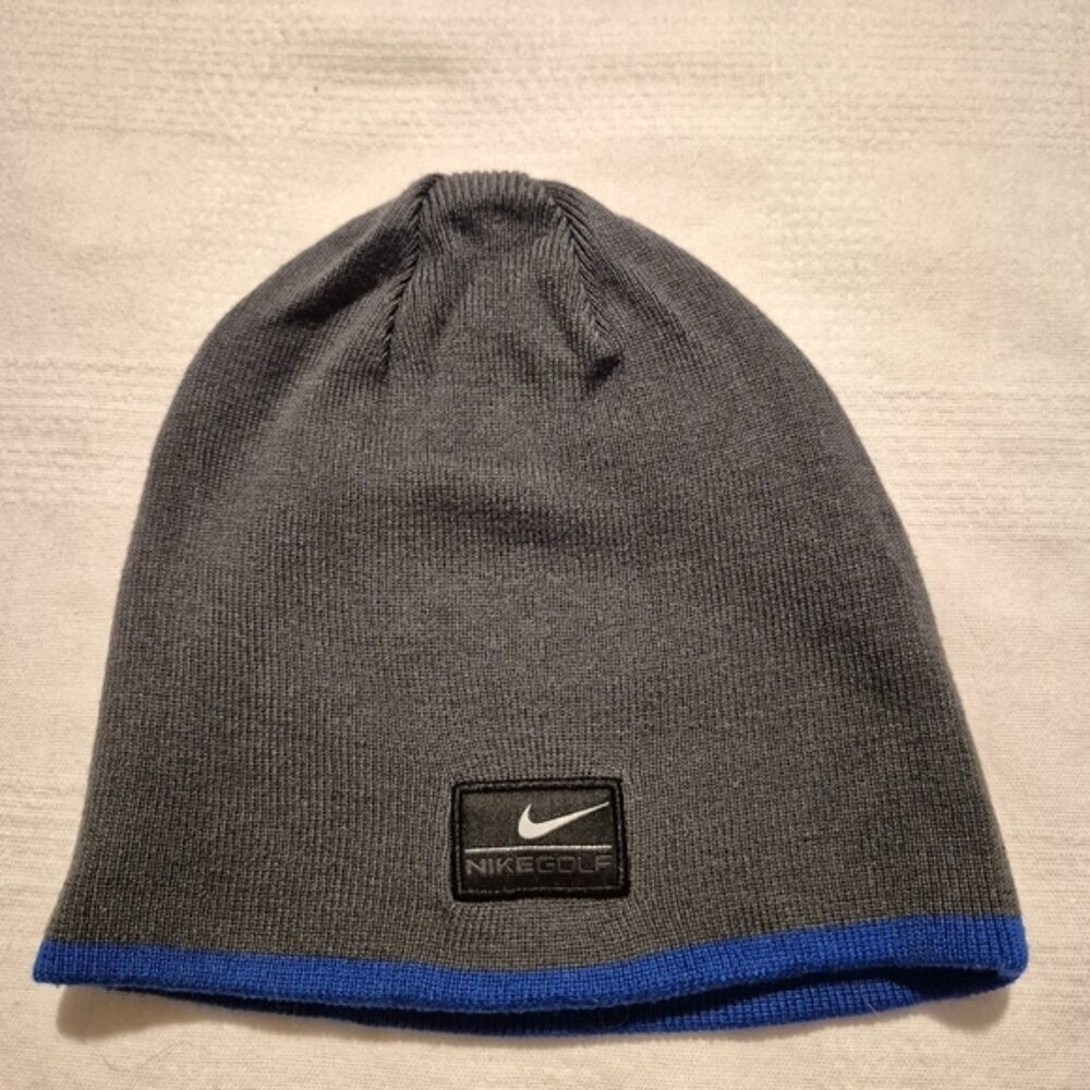 Nike Golf men's reversible blue and gray beanie, VGUC